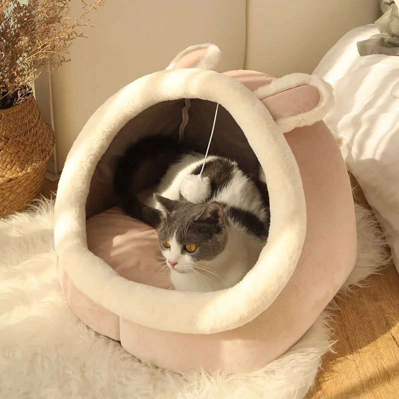 Self-Warming Cotton Tent Bed for Cats and Small Dogs