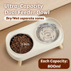 White ultra-capacity dual feeder bowl for pets with dry and wet separate zones