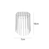 Stainless steel roof and floor drain mesh cover with multiple vertical rods.