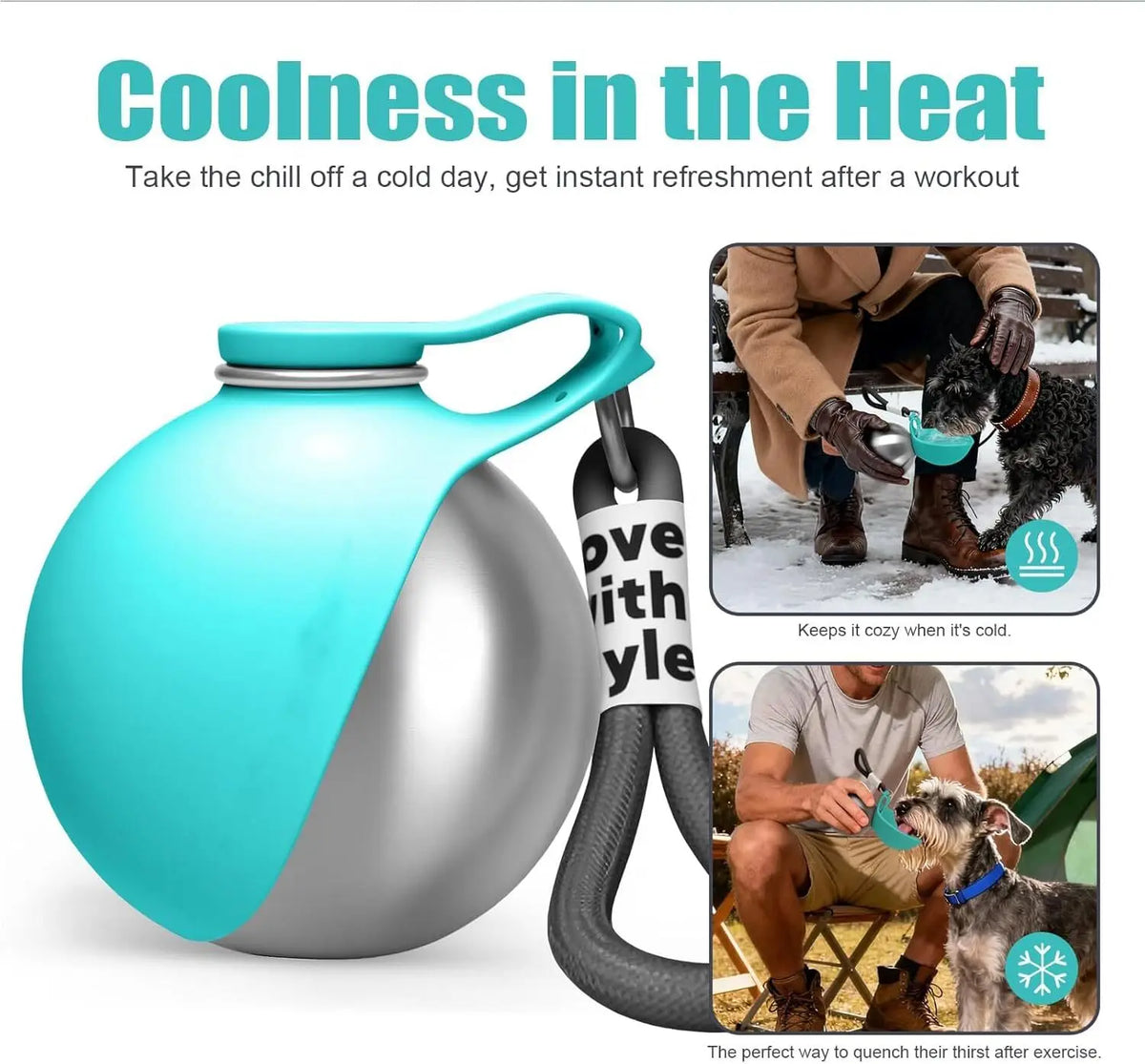 Portable 2-in-1 Dog Drinking Bottle with Collapsible Silicone Bowl