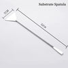 A stainless steel substrate spatula with a 32cm length and a 7cm wide tip.