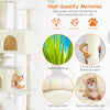 A multi-level cat tree featuring natural sisal rope, soft plush fabric, and various levels for cats to climb and rest.