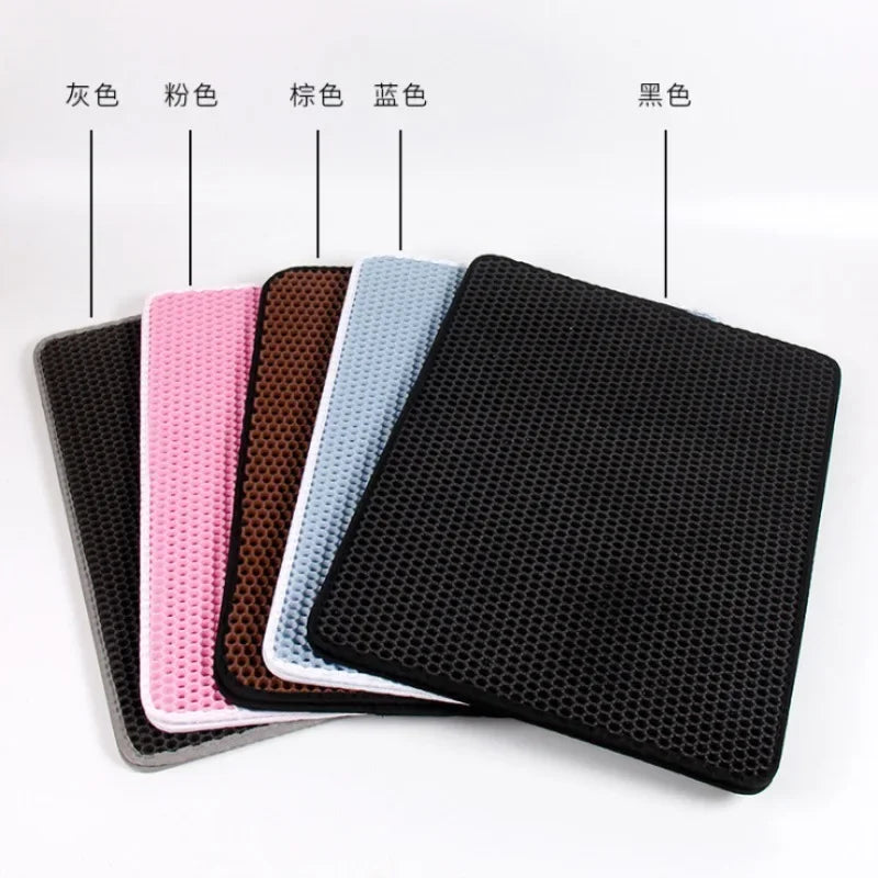 Double-Layer Waterproof Cat Litter Mat with Non-Slip Base