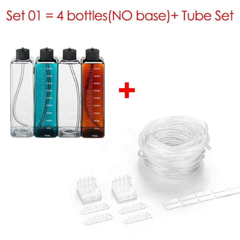 Kit de Bouteilles pour Pompe Doseuse d'Aquarium avec Support en Acier Inoxydable