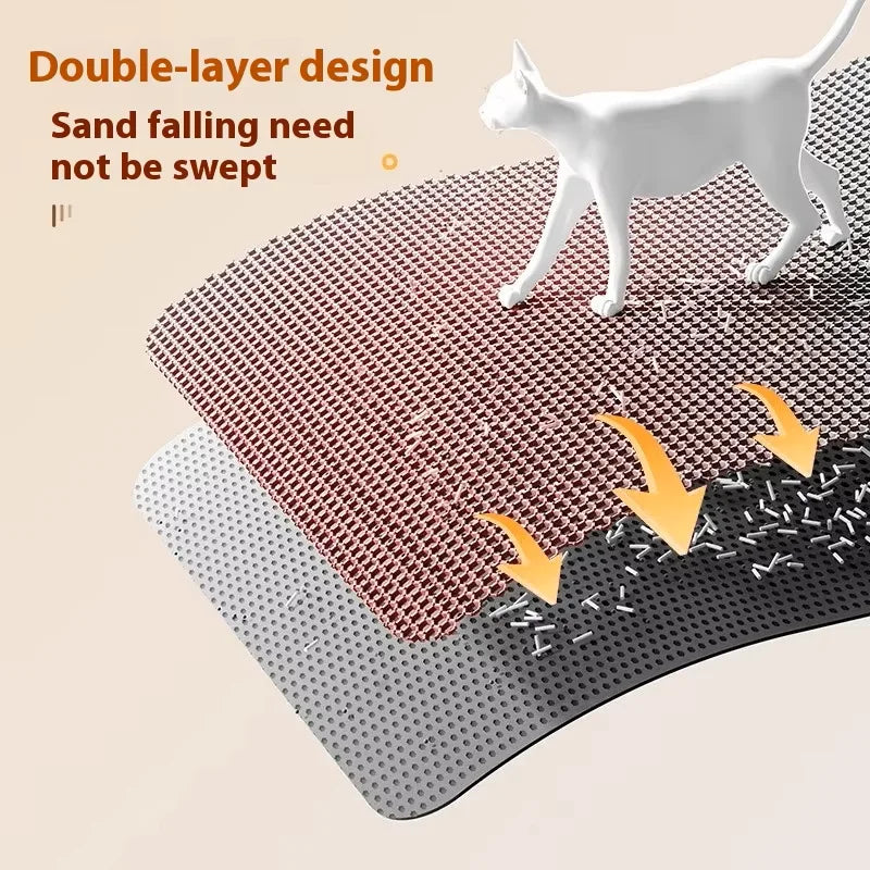 Double-Layer Waterproof Cat Litter Mat with Honeycomb Design