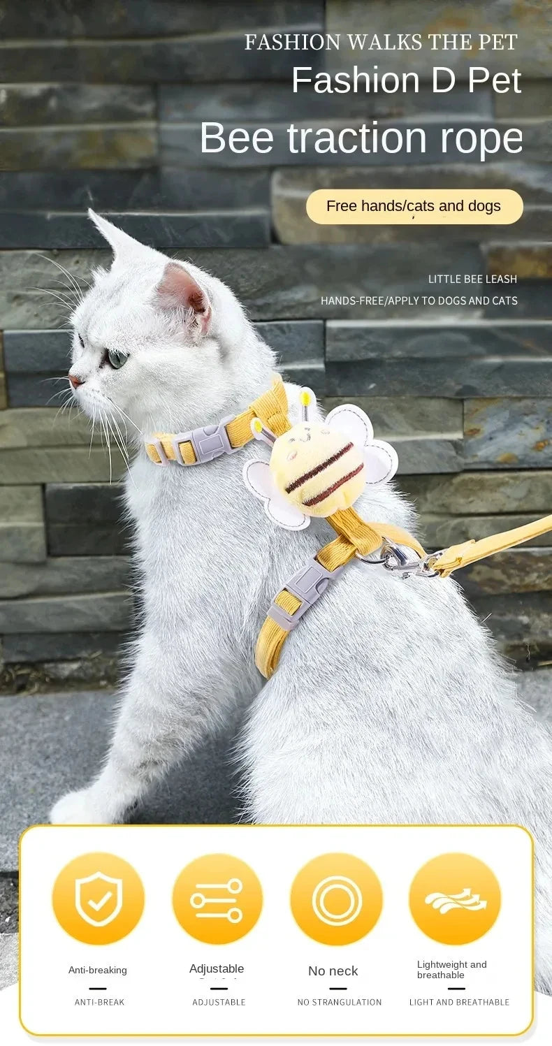 Breathable Mesh Cat & Small Dog Harness with Leash