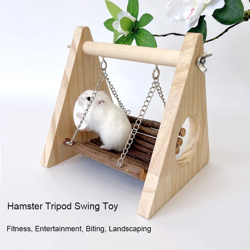 Hamster Wooden Swing with Natural Chew Sticks