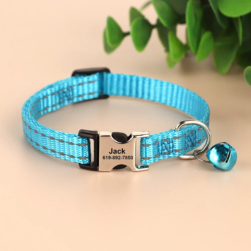 Reflektierendes Nylon-Hundehalsband mit Glocke und Namensschild