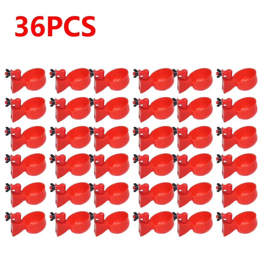 36 pieces of red automatic poultry drinking cups with easy installation