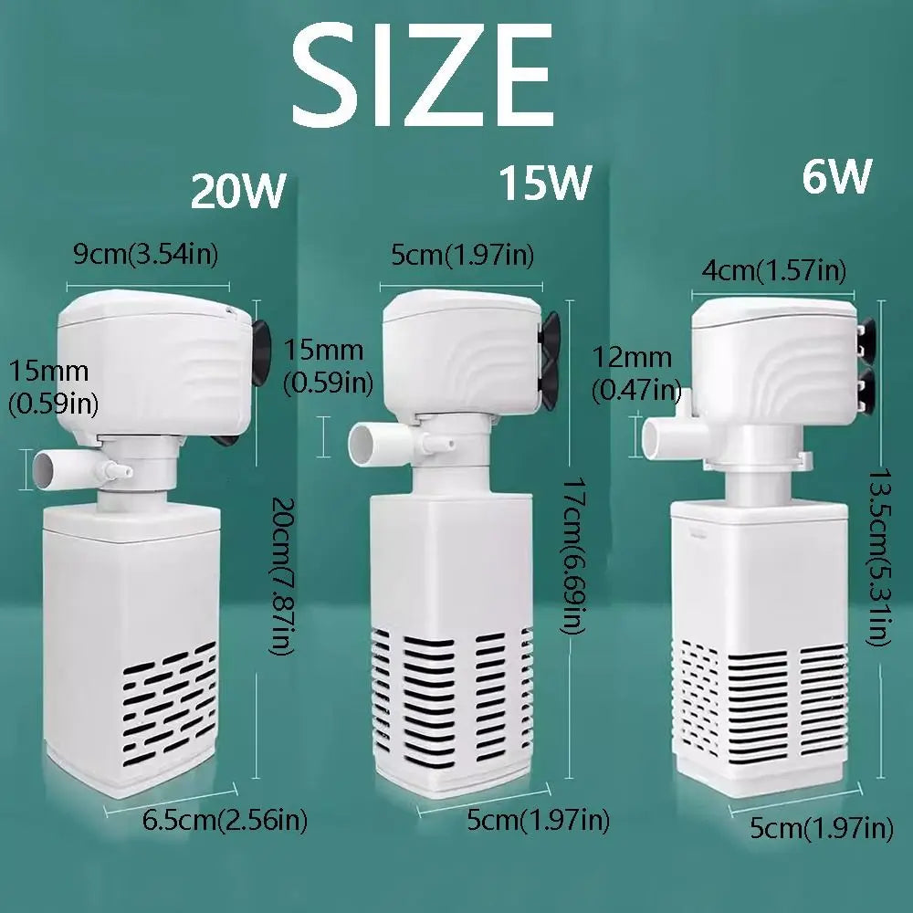 3-in-1 Aquarium Filter Pump with Adjustable Flow & Quiet Operation