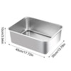 Stainless steel rectangular litter box tray with dimensions 45cm x 35cm and height 10cm