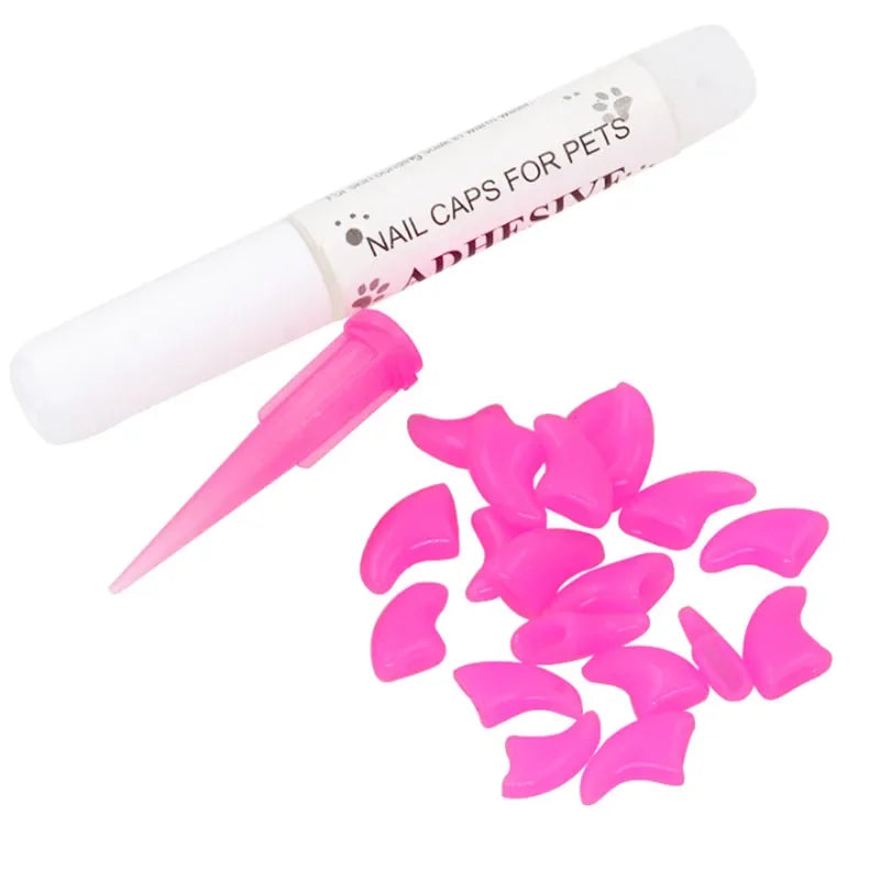 Colorful Soft Silicone Nail Caps for Cats and Dogs with Adhesive
