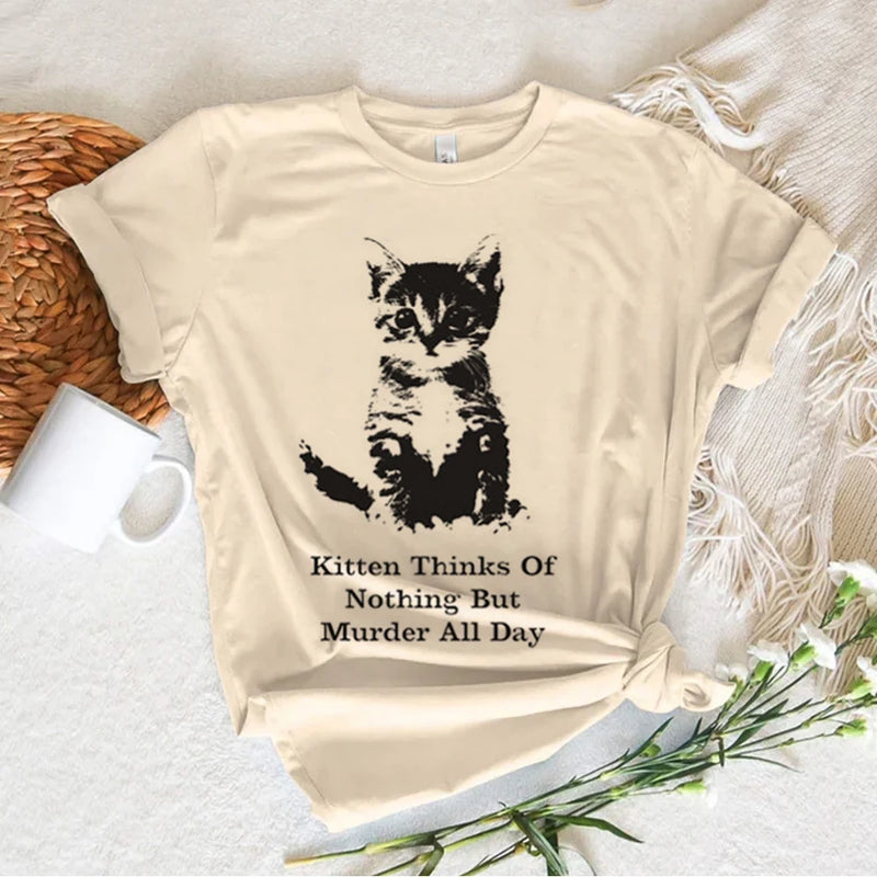 Camiseta Gráfica de Gato Neko para Mujer