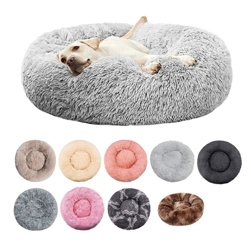 Cozy Plush Round Pet Bed for Dogs and Cats