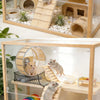 L-Shaped Wooden Hamster Platform with Stairs