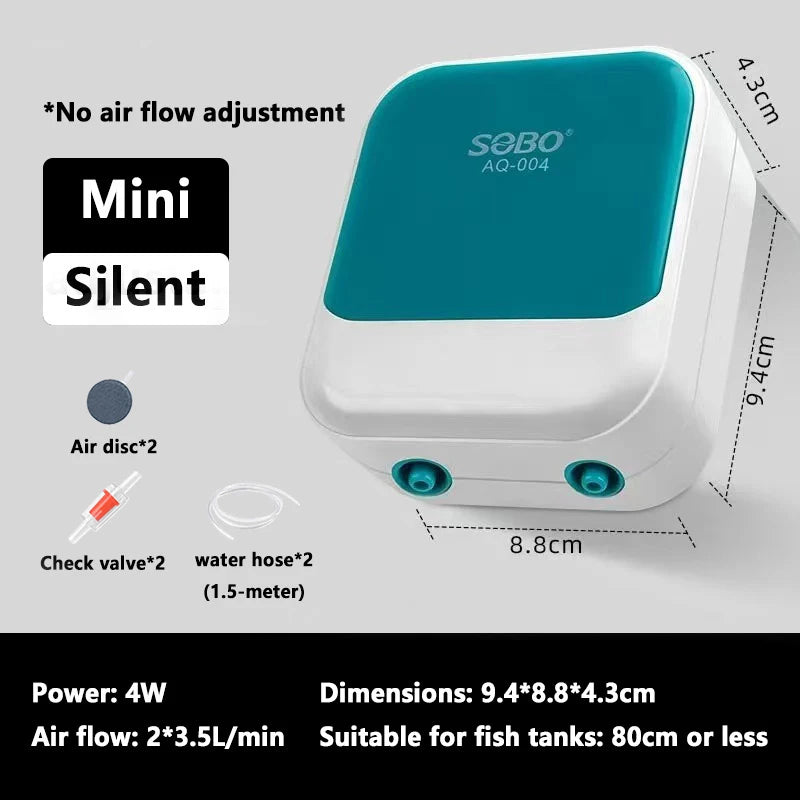 Adjustable Aquarium Air Pump with Powerful Oxygen Output