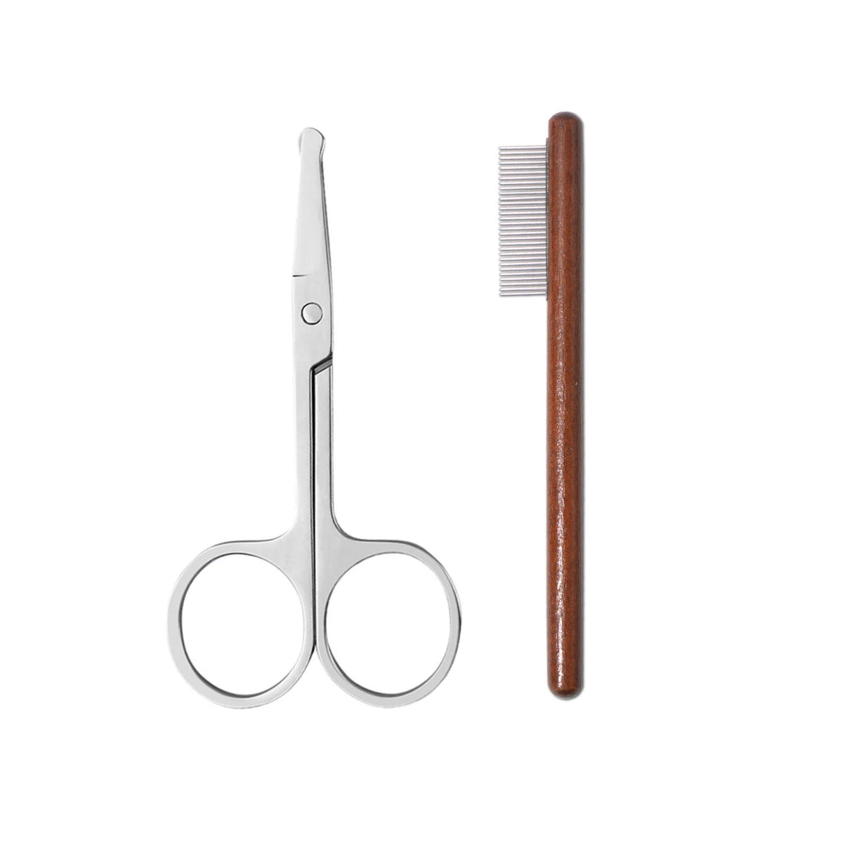 Wooden Pet Grooming Comb with Tear Stain Scissors