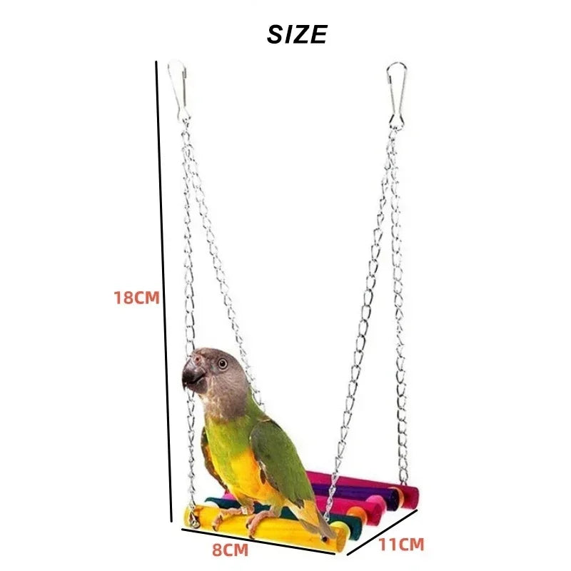Hamaca de Madera Colorida para Aves