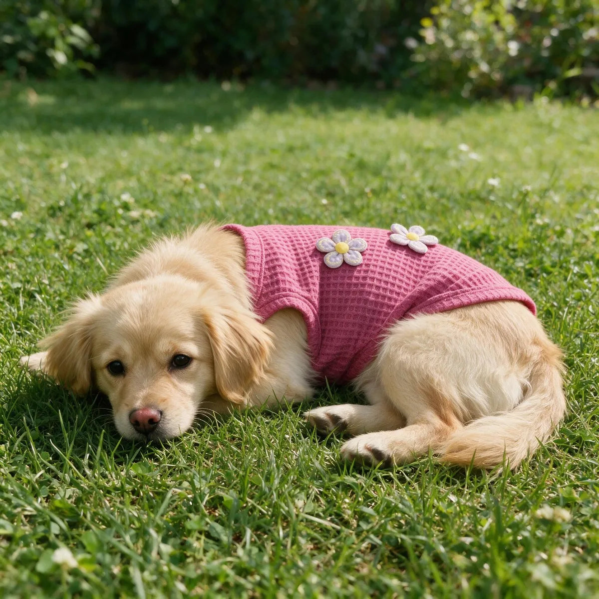 Floral Rose Waffle Vest for Small Dogs — Breathable Summer Top