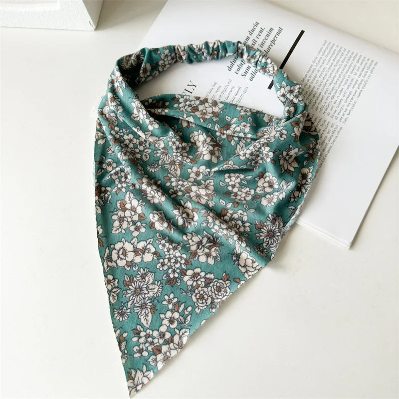 Boho Floral Print Cotton Triangle Hair Bandanas