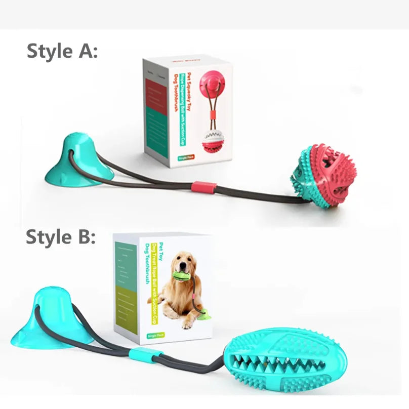 Suction Cup Interactive Dog Ball Toy with Treat Dispenser