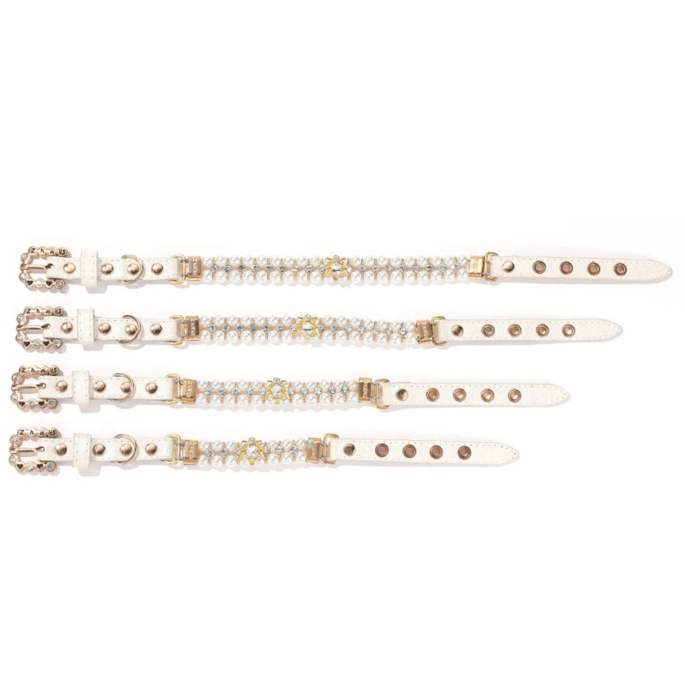 Pearl Crystal Pet Collar Necklace for Cats and Small Dogs