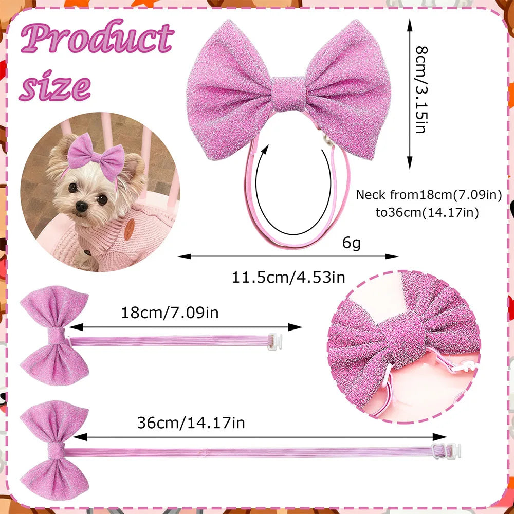 Handmade Pet Hair Bows – Adjustable Multi-Style Cloth Bows for Dogs and Cats