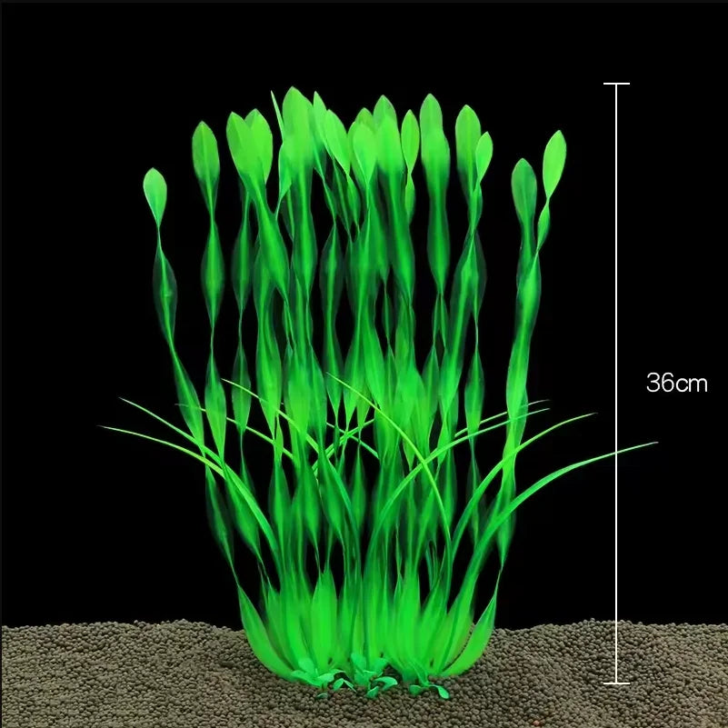 Artificial Aquarium Plants with Ceramic Base – Realistic Green Decor for Fish Tanks