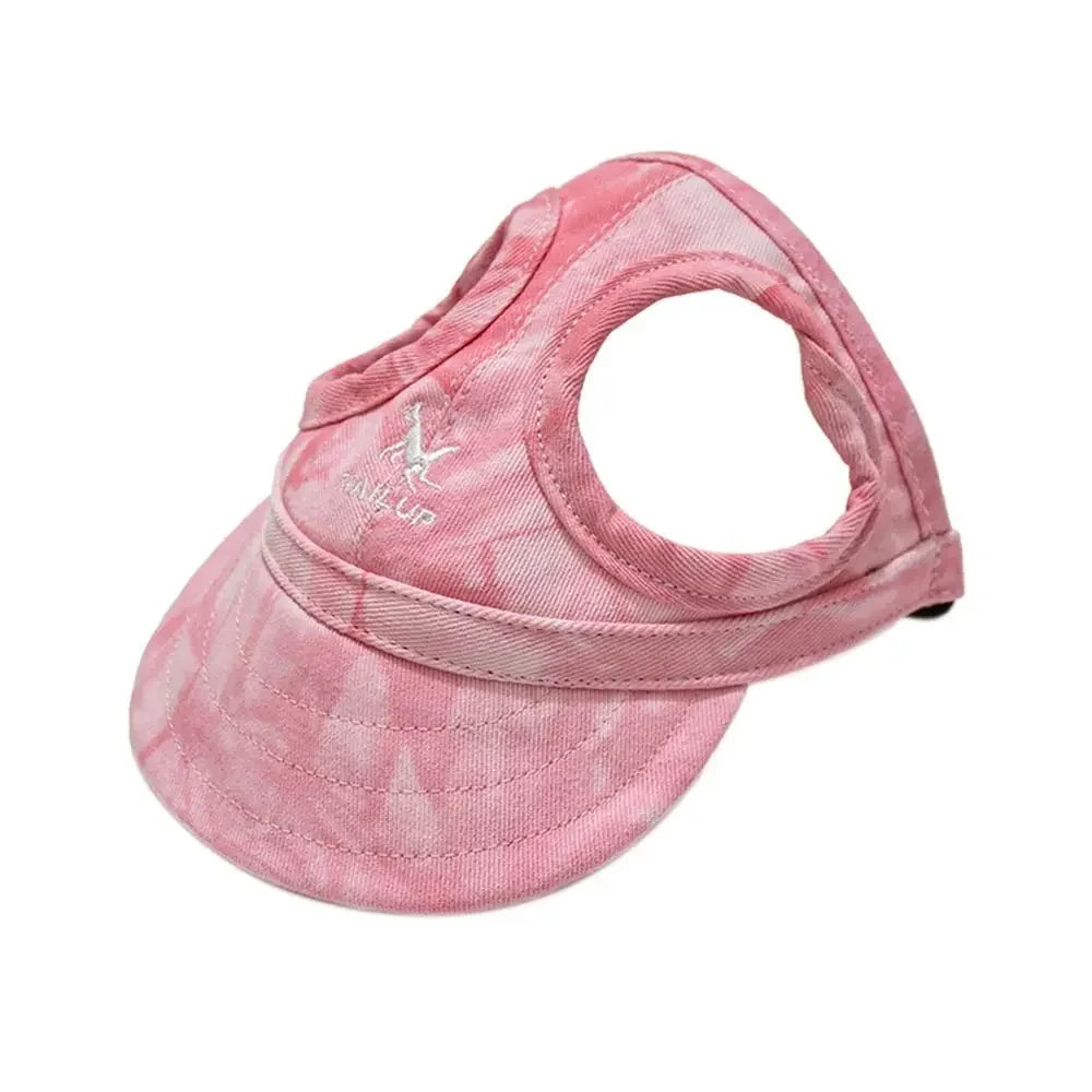 Pinke, verstellbare Hundebälle-Mütze mit Netzrücken und gebogener Krempe.