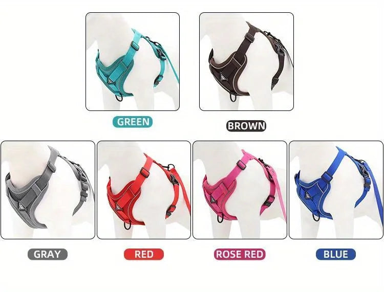 Adjustable No-Pull Dog Harness with Reflective Leash Set