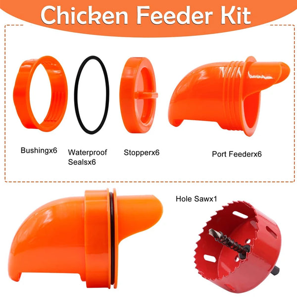 Automatic Gravity Poultry Feeder Kit - Rainproof DIY Port