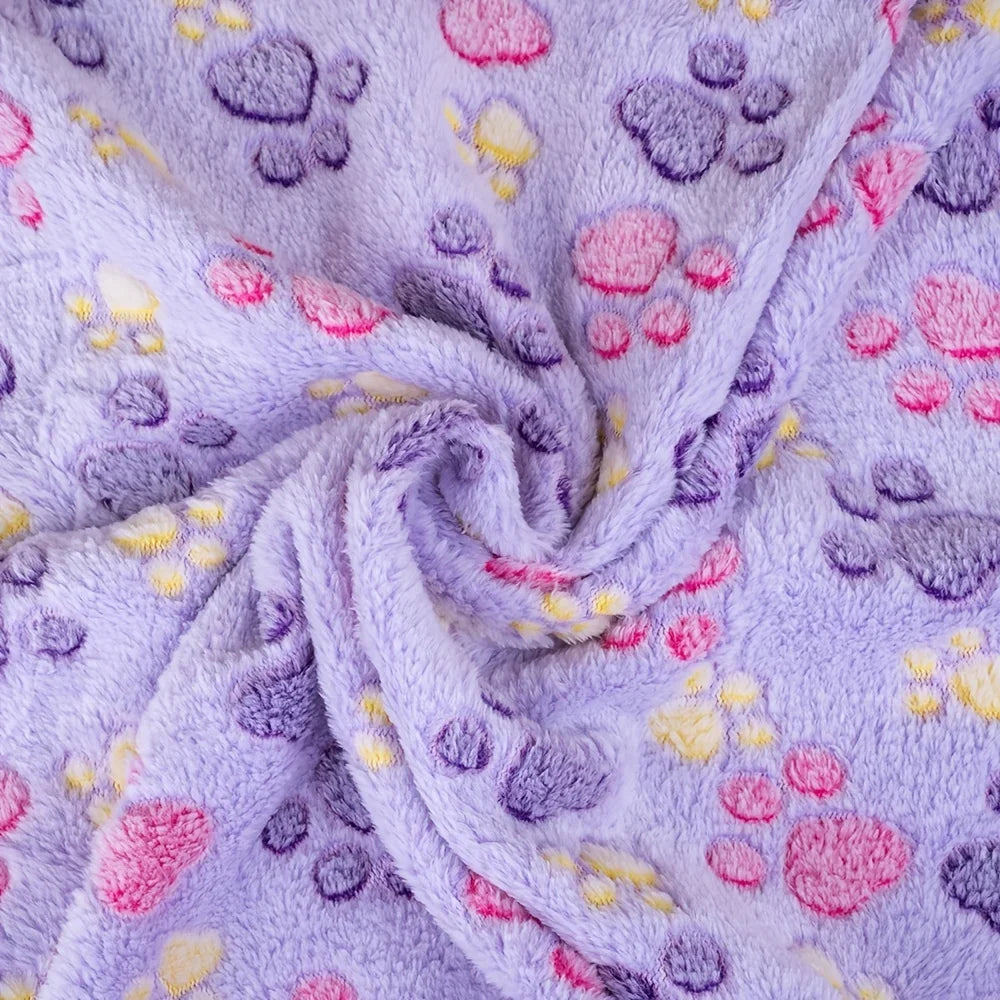 Paw Print Fleece Pet Blanket for Dogs and Cats