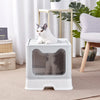 Foldable Cat Litter Box with Front Entry, Top Exit, and Drawer Tray