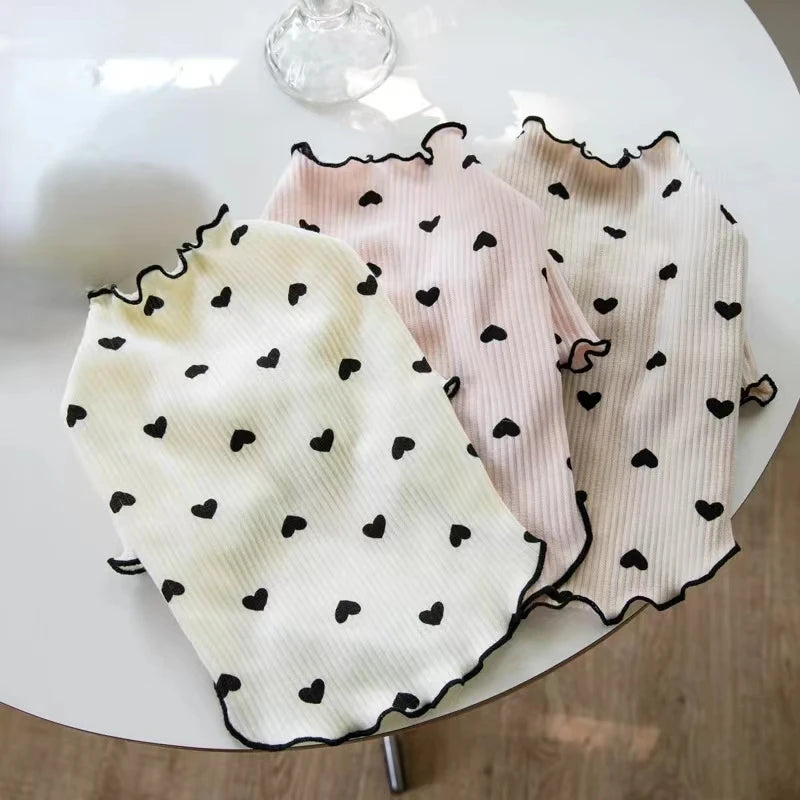 Cozy Heart Print Waffle Vest for Small Dogs