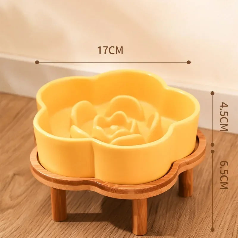 Ceramic Slow Feeder Bowl for Cats and Small Dogs