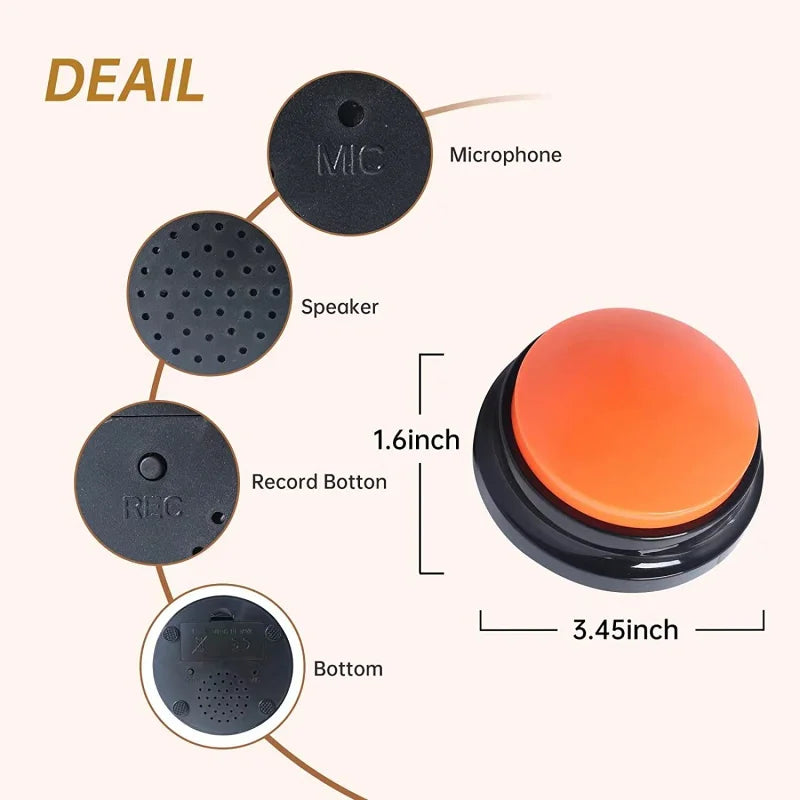 Recordable Pet Communication Buttons – 30-Second Voice Recording for Dog Training & Fun