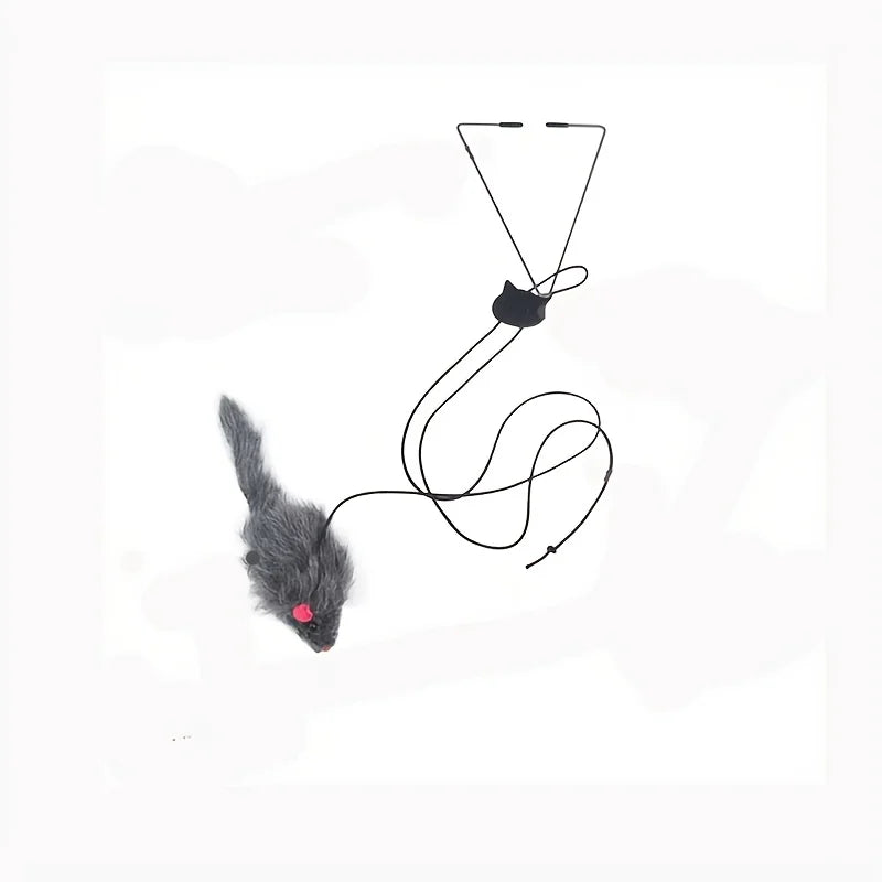 Interactive Door-Hanging Cat Toy with Mouse Teaser