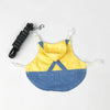 Costume lapin lapin en denim pour petits animaux avec tissu jaune et bleu et capuche