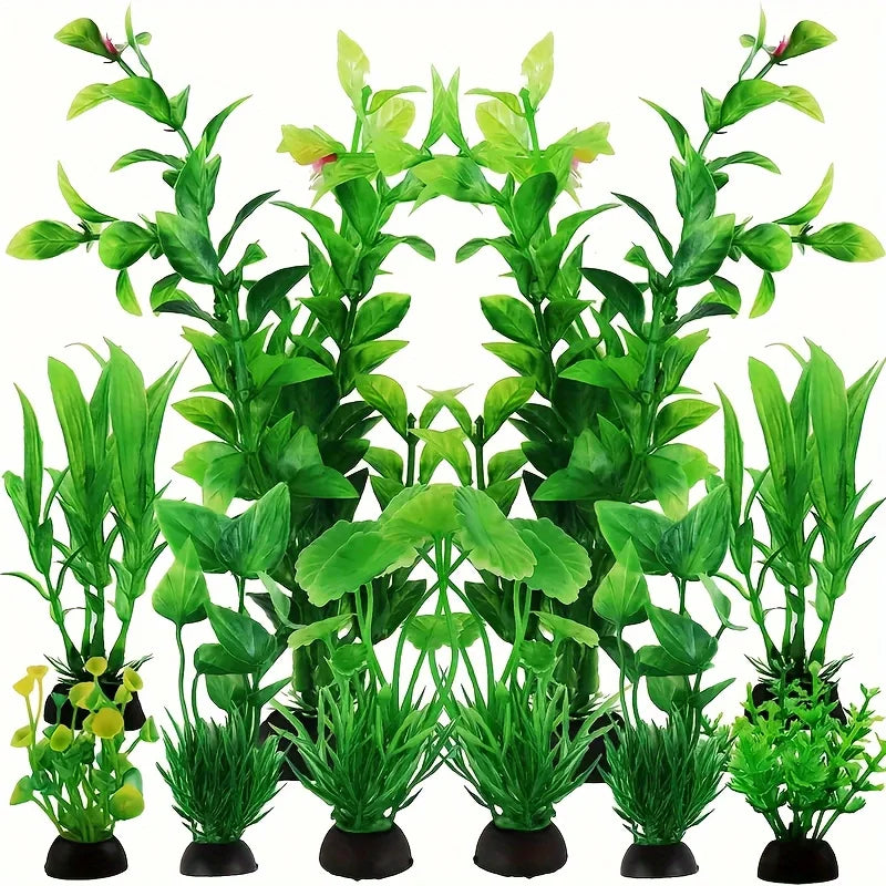 Vibrant Green Artificial Water Grass for Fish Tanks (10-Pack)