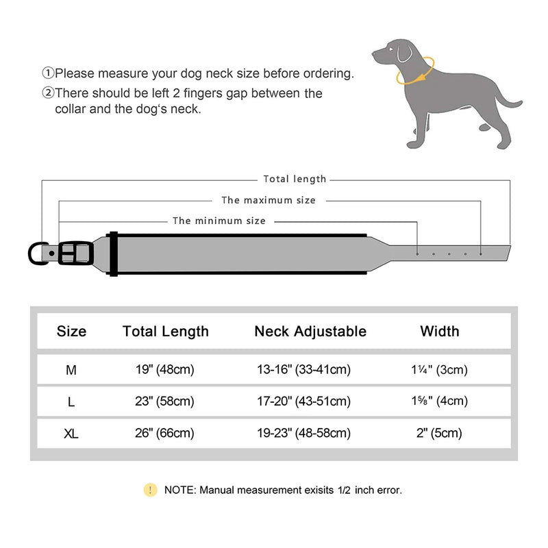 Wide Personalized PU Leather Dog Collar With Custom Name Tag