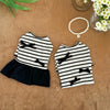 Striped Bow Accent Dog Dress with Flutter Sleeves for Small Breeds