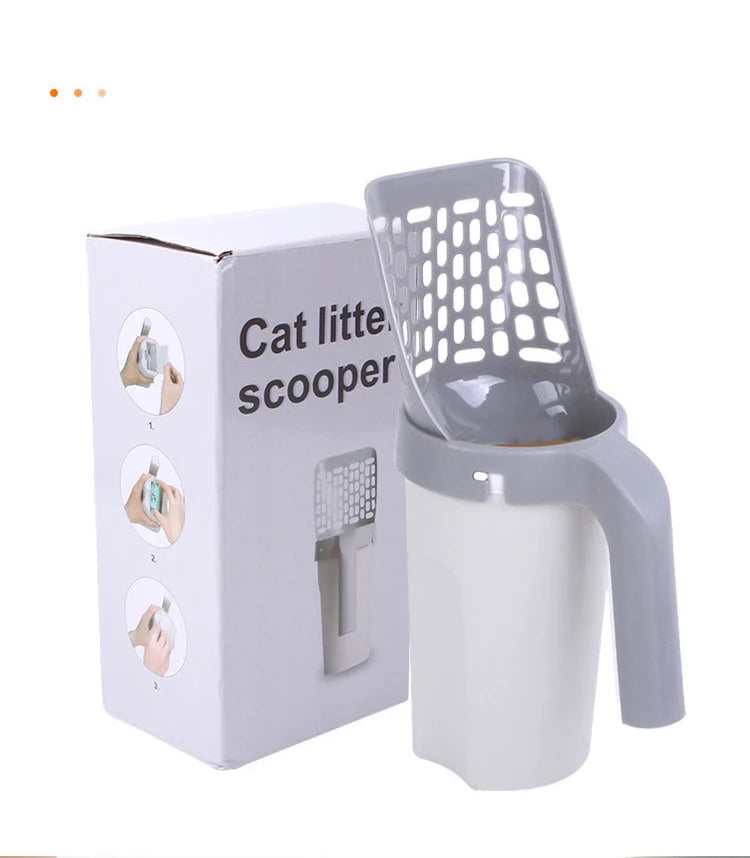 Cat Litter Scoop with Integrated Waste Bag Holder
