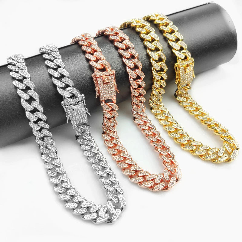 Luxury Crystal Cuban Chain Cat Collar with Safety Buckle