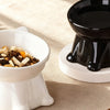 Elegant Elevated Pet Bowls Set - Anti-Slip, Wide Base (Black / White)