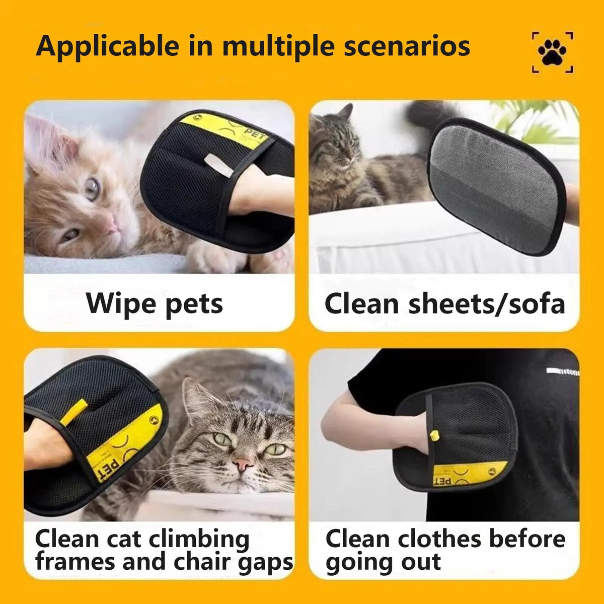Electrostatic Pet Hair Remover Gloves for Dogs and Cats