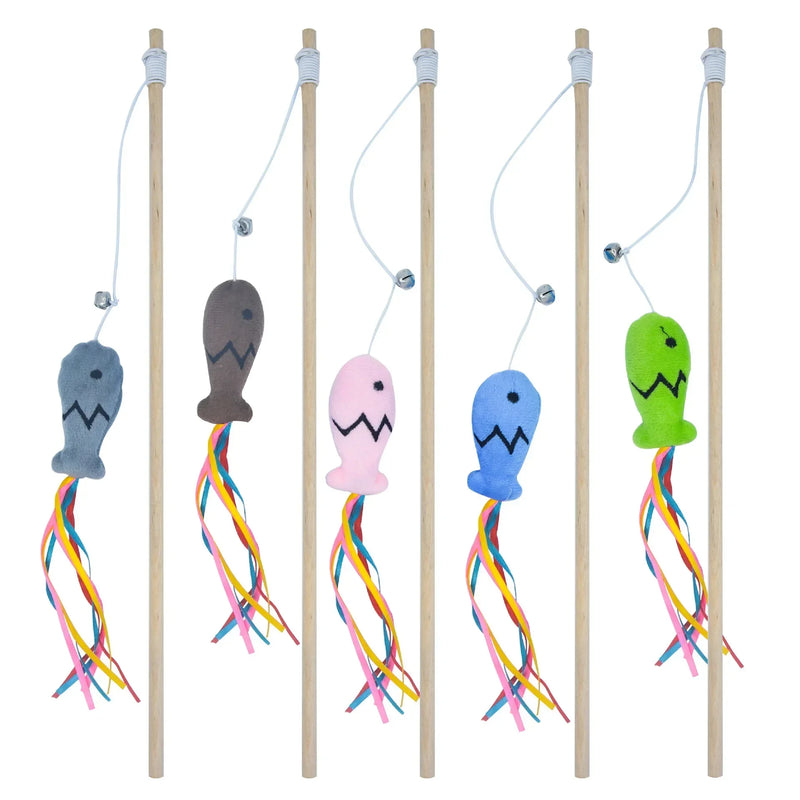 Interactive Cat Wand Toy with Wooden Handle