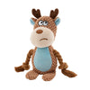 A brown plush animal toy resembling a deer or moose with large eyes and antlers.