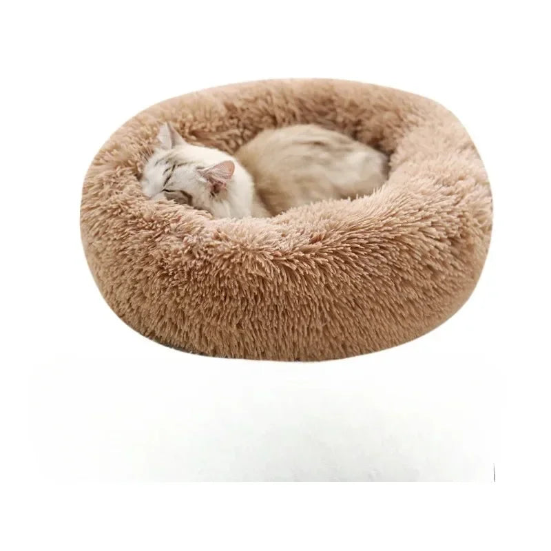 Plush Donut Pet Bed with Raised Edge