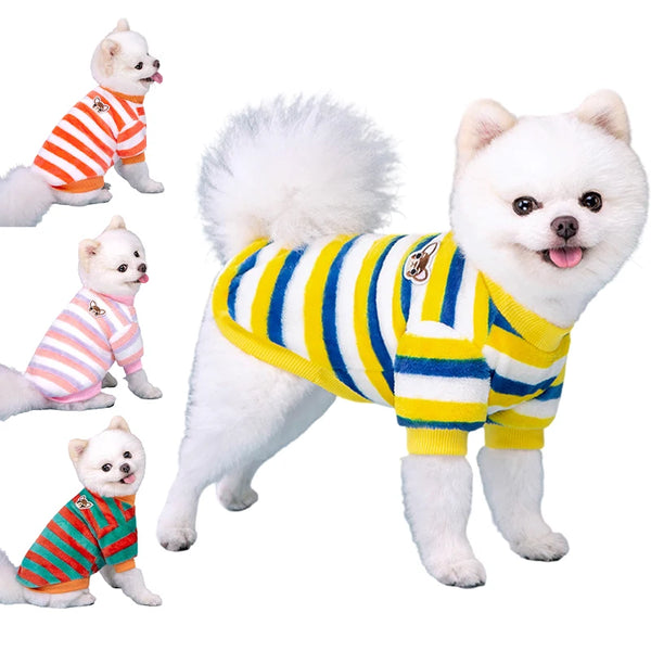 Sudadera con Capucha de Franela a Rayas Arcoíris para Perro