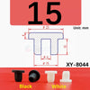 Black and white silicone rubber hole plugs shown with dimensions for XY-8044